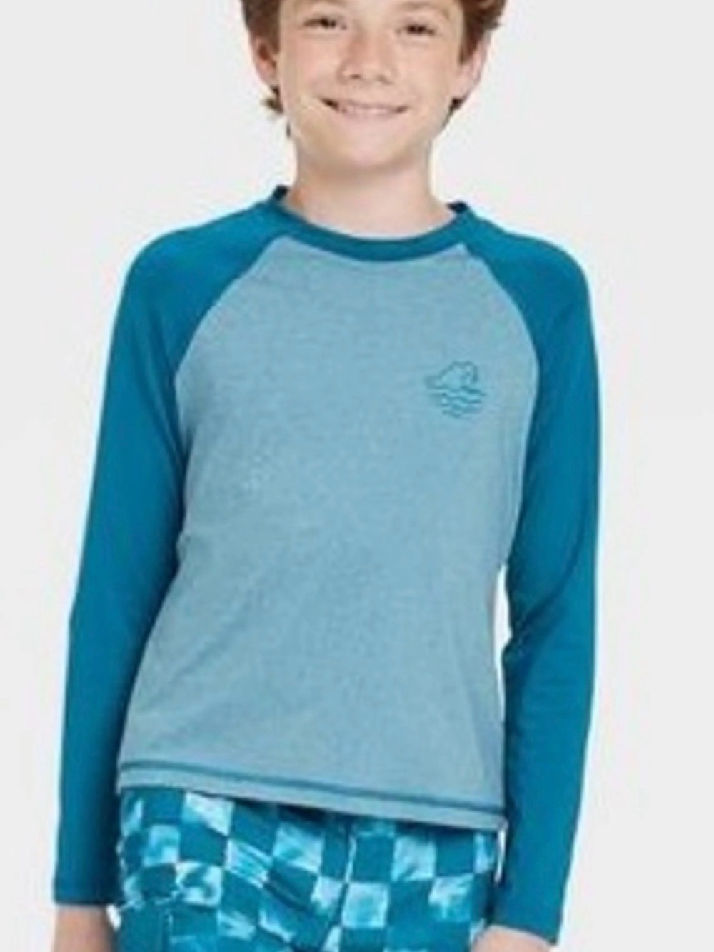 art class Teal and Teal-Blue Raglan Crewneck Sweater